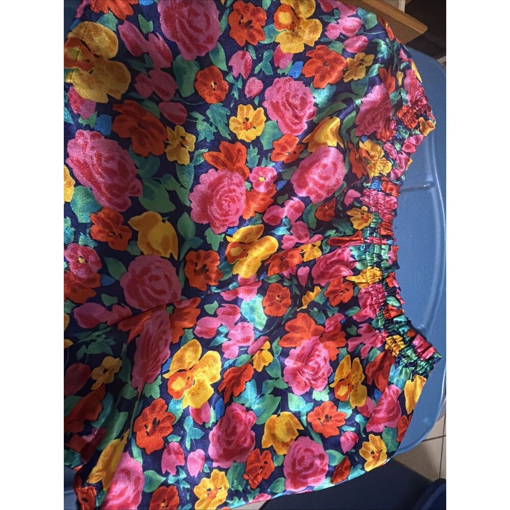 Vintage 90s Floral Print Super High Rise Pull On Shorts Hawaiian Sz Small